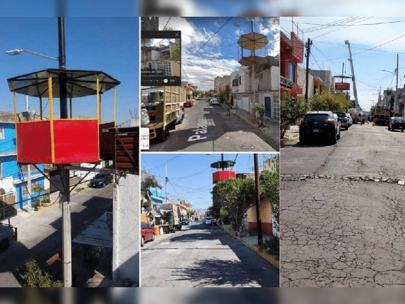 ¿Salón de fiestas o kiosko elevado? Así lucía un poste de luz en Neza