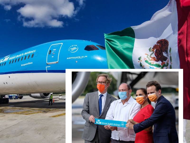 Reciben autoridades nuevo vuelo de ámsterdam a Cancún
