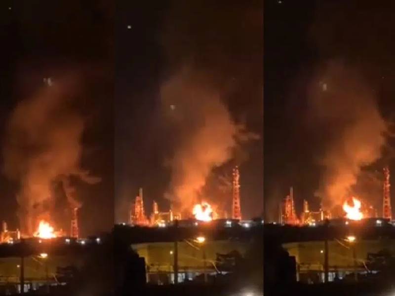 Se registra incendio en Refinería Lázaro Cárdenas de Minatitlán, Veracruz