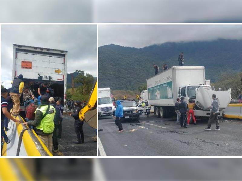 Se accidenta camión con 38 migrantes en Veracruz