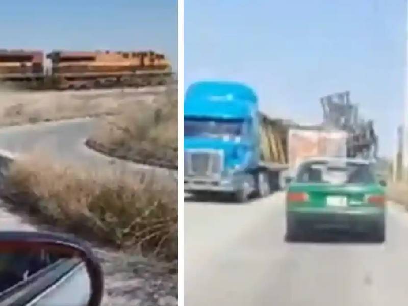 Video: Tráiler intenta ganar el paso a tren en Escobedo; es embestido