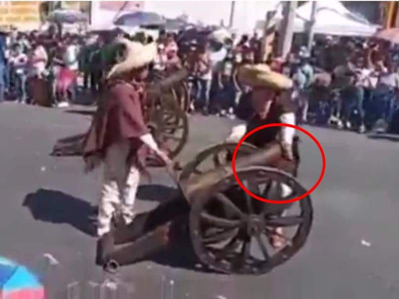 Hombre activa cañón y se explota la mano en carnaval