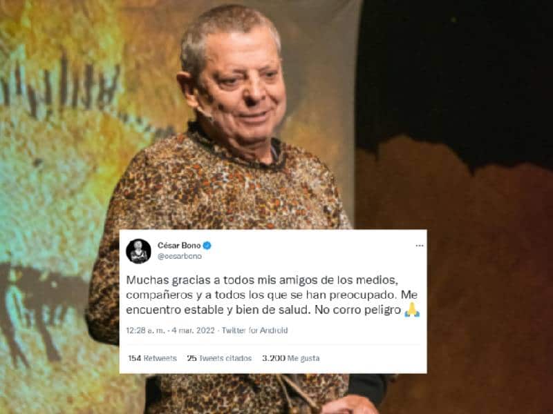 César Bono se encuentra fuera de peligro
