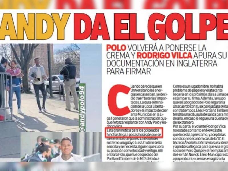 ÔÇ£Andy da golpeÔÇØ Periódico anuncia así el regreso de futbolista que golpeó a su novia