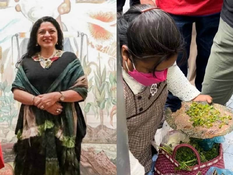 Frausto promociona las tlayudas de doña Lupita, la vendedora del AIFA