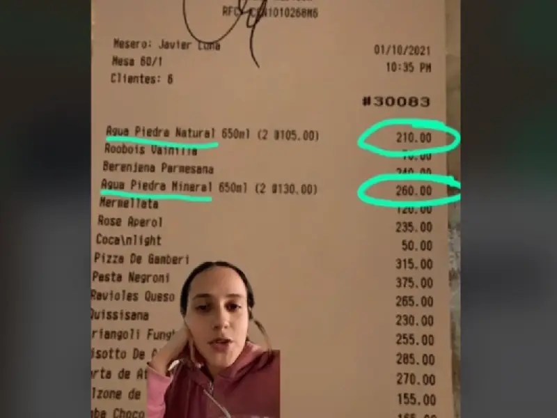 Denuncian restaurante que cobró 400 pesos ¡por agua natural!