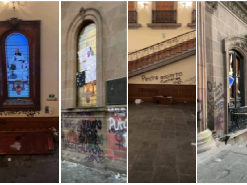 Exhibe Samuel García daños en Palacio de Gobierno tras protesta de mujeres