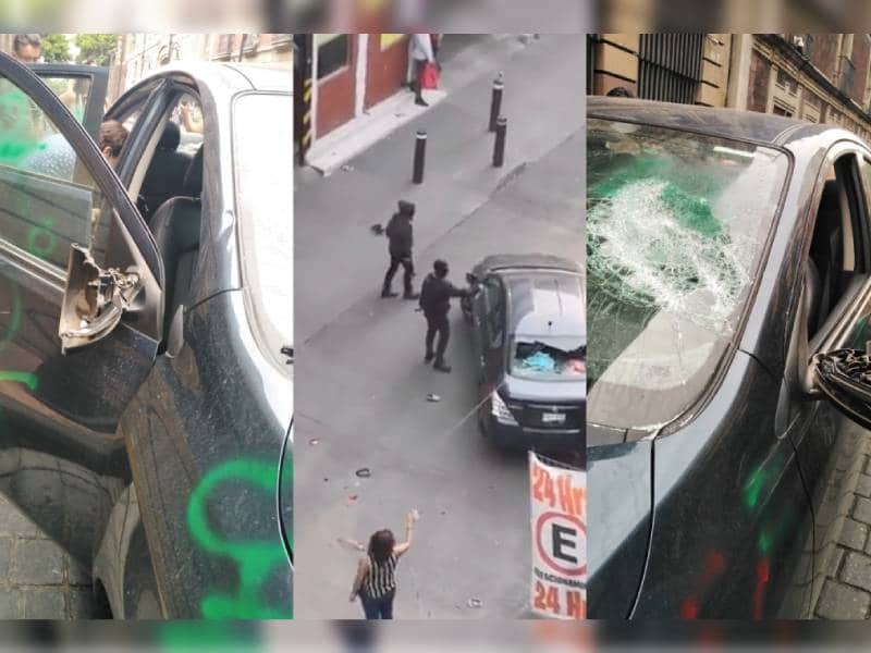 Feministas encapuchadas agreden a conductora en el Centro Histórico