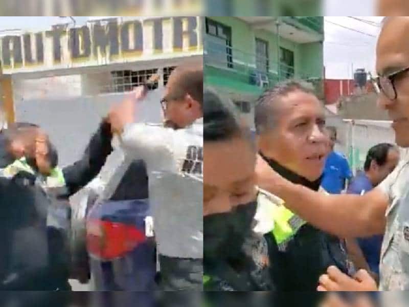 Video. Agente de Guardia Nacional agrede a policías de tránsito por infracción