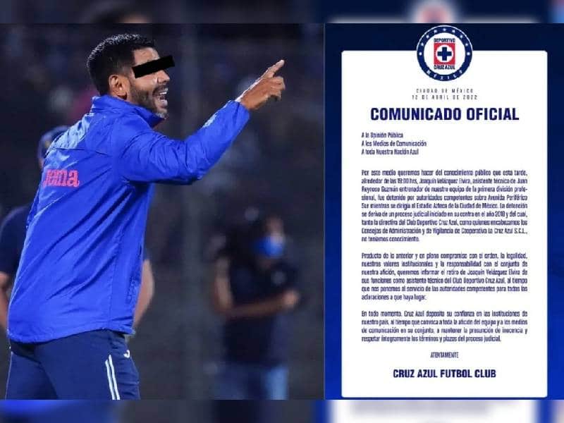 Detienen a Joaquín ¡N!, auxiliar de Juan Reynoso DT de Cruz Azul