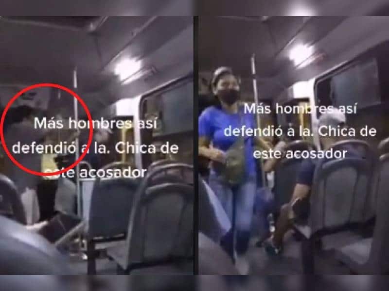 ¡¡Te bajas pero ya!! Chofer de microbús defiende a pasajeras de un acosador