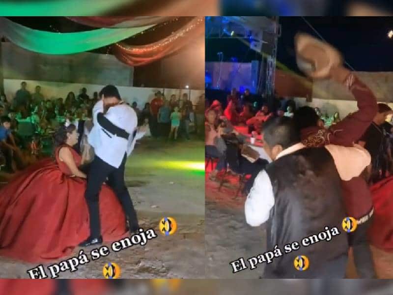 Video. Padre se pone celoso del baile de chambelanes de su hija