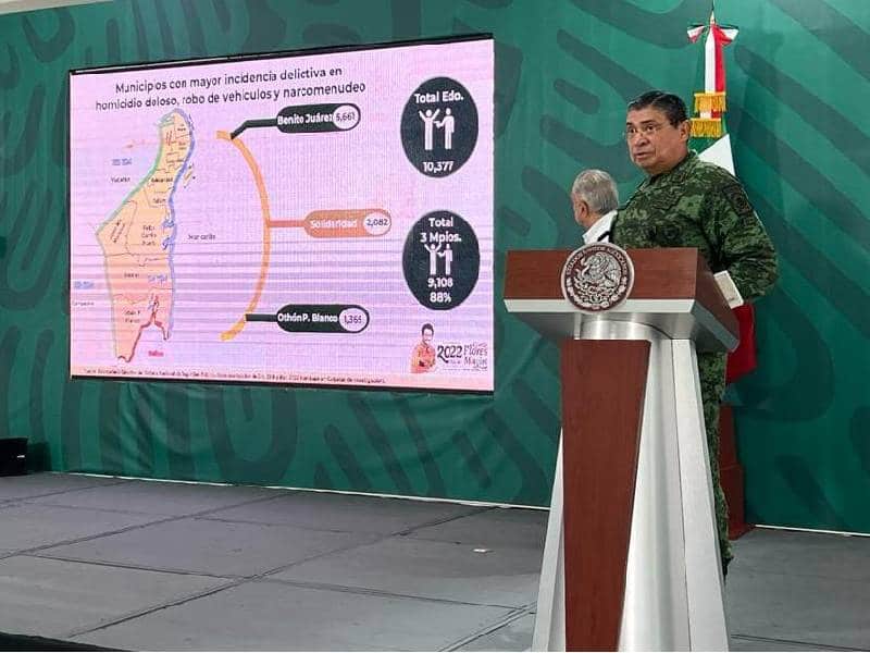 Homicidio doloso, a la baja en Quintana Roo: Sedena