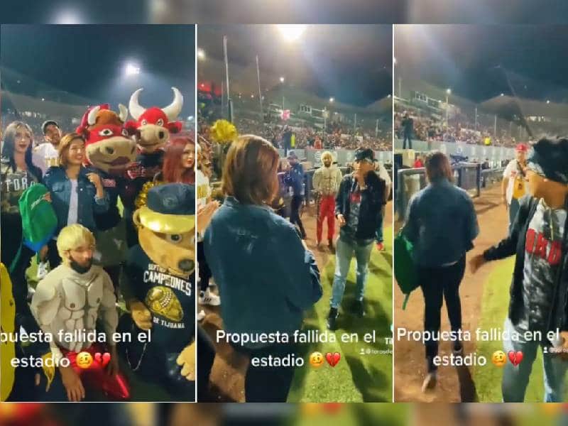 Vide. Joven pide matrimonio en estadio de béisbolÔÇï; termina bateado