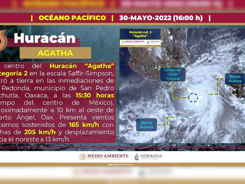 El Huracán Agatha toca tierra en Oaxaca