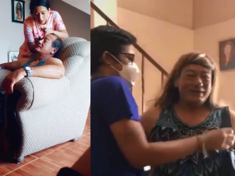 Papá se disfraza de su esposa fallecida para que sus hijos abracen a su mamá en su día