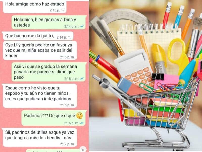 Pareja recibe invitación para ser padrinos de útiles