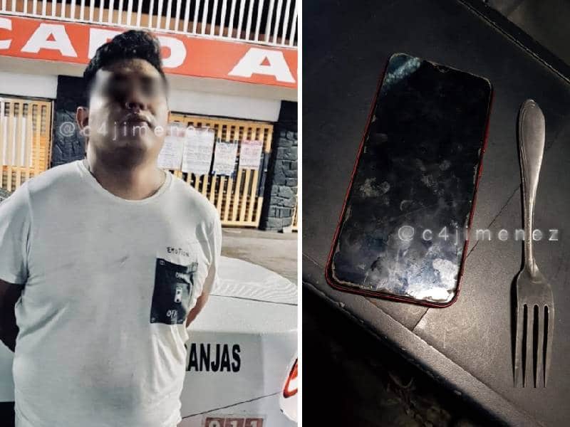 Cae ladrón tras asaltar a mujer… con un tenedor