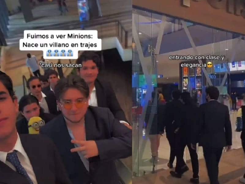 ¡Qué elegancia! Grupo de jóvenes asiste a la función de “Minions” en traje