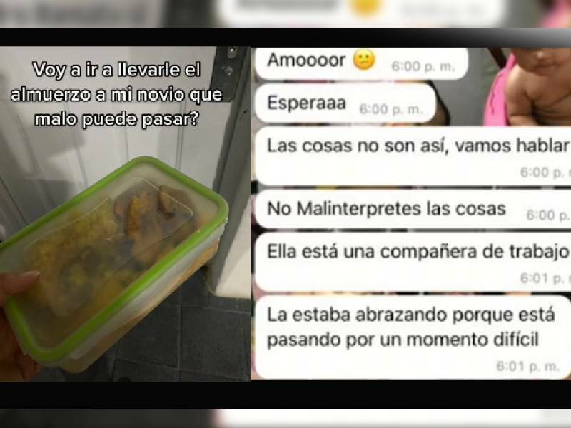 TikTok: ¡Zaz! Mujer le lleva el lonche a su pareja y lo encuentra con otra