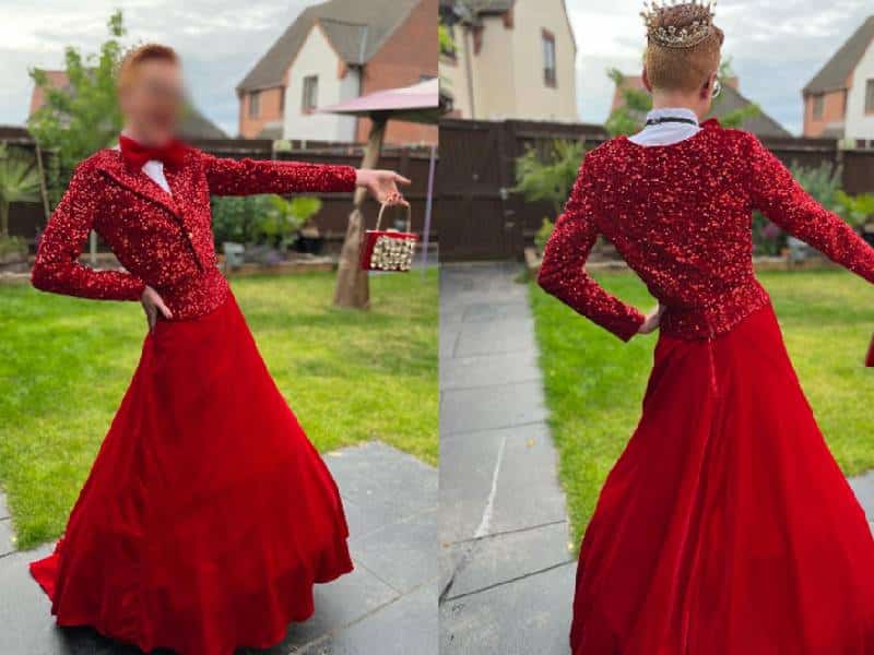 Joven usa vestido de lentejuelas para su graduación y su madre lo apoya