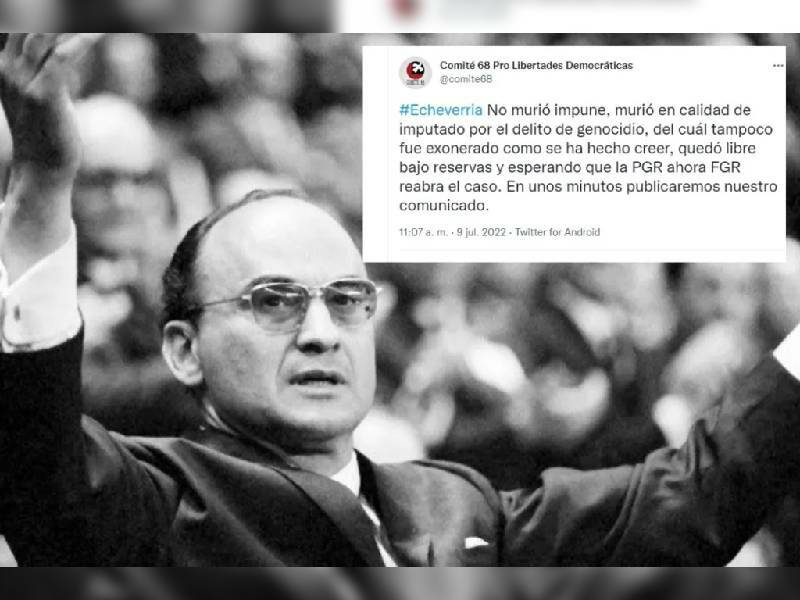 El Comité 68 lanzará un comunicado tras la muerte de Luis Echeverría