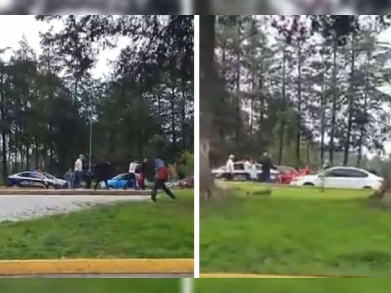Video. Captan riña entre policías y civiles en Toluca