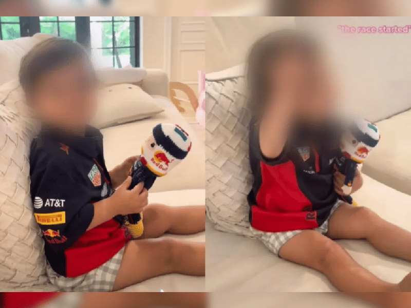 ¡Ternura! Niña se viraliza por apoyar a Checo Pérez frente a su tv