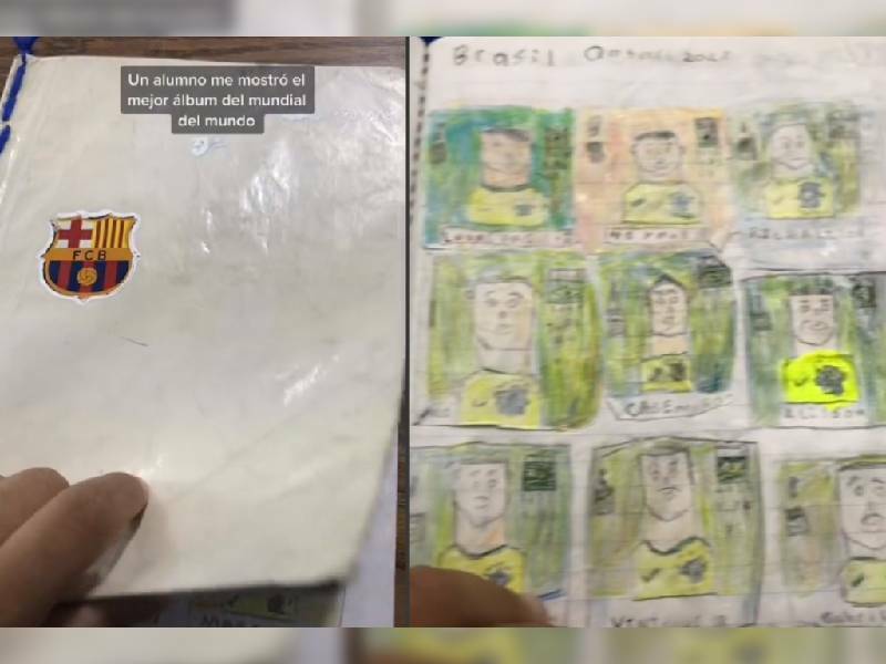 Profesor le regala estampas del mundial Qatar a su alumno que las dibujaba