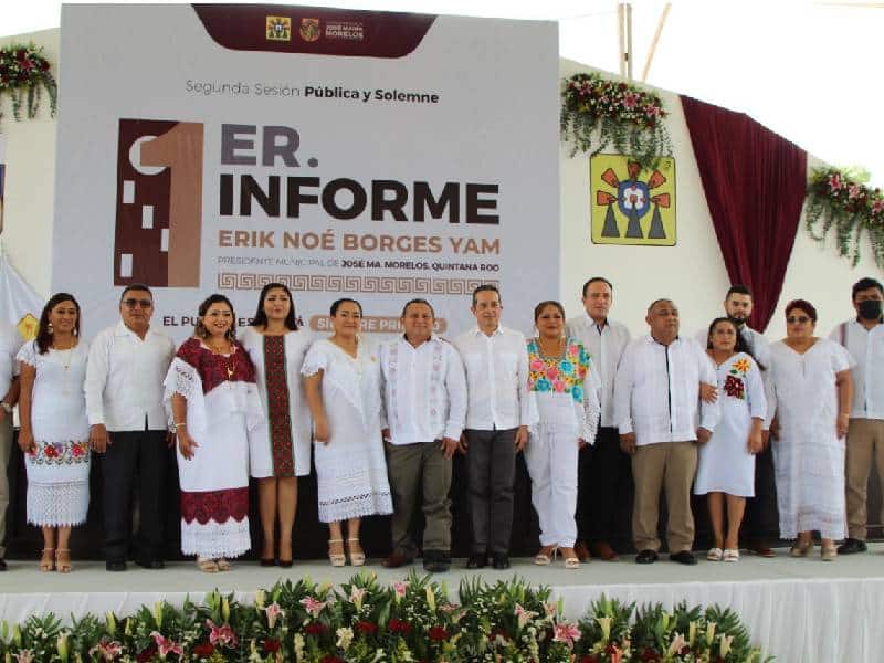 Alcalde Erik Borges rinde su primer informe del gobierno en José María Morelos