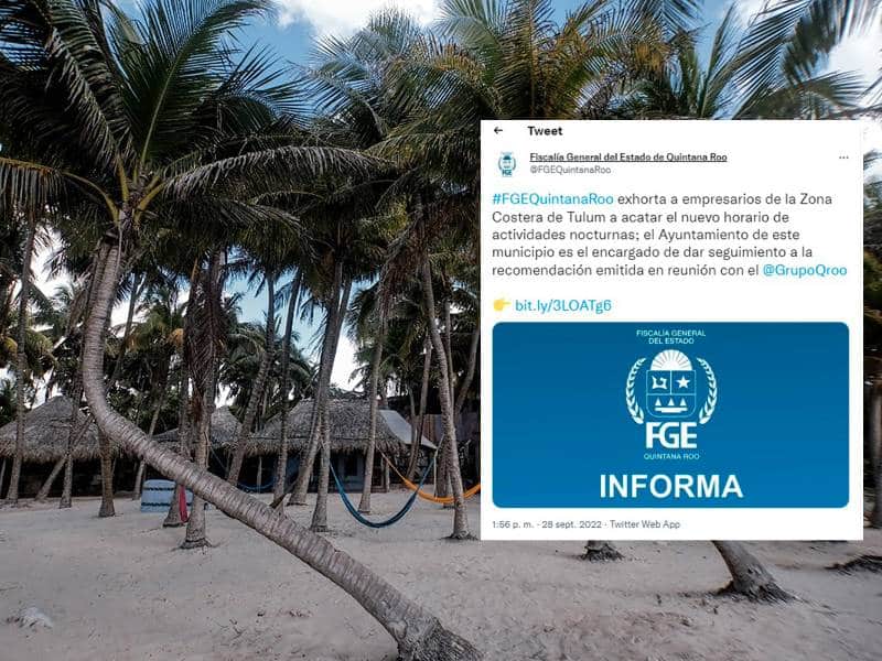 La FGE recomienda acatar horario de cierre en la zona costera de Tulum