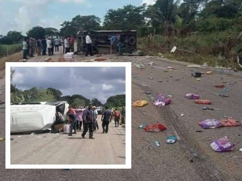 Por lo menos 9 lesionados saldo de accidente carretero en la Ribera del Río Hondo