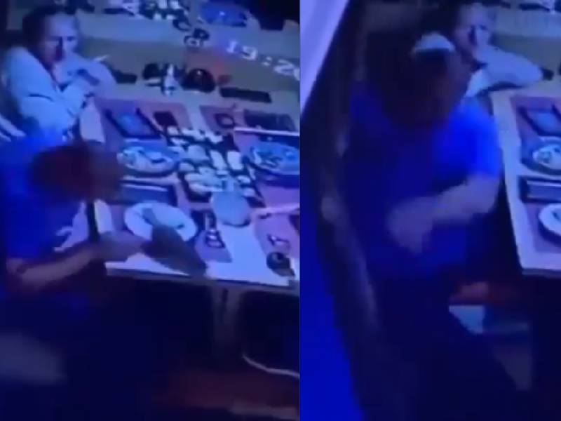video. ¡Aguas! Enorme rata cae sobre un comensal y lo ataca