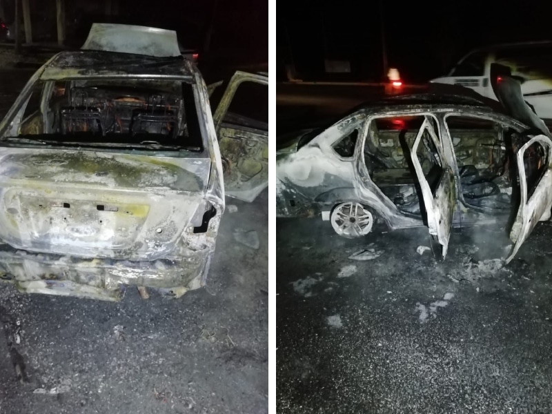 Reportan unidad totalmente calcinada, tras colisión en Cancún
