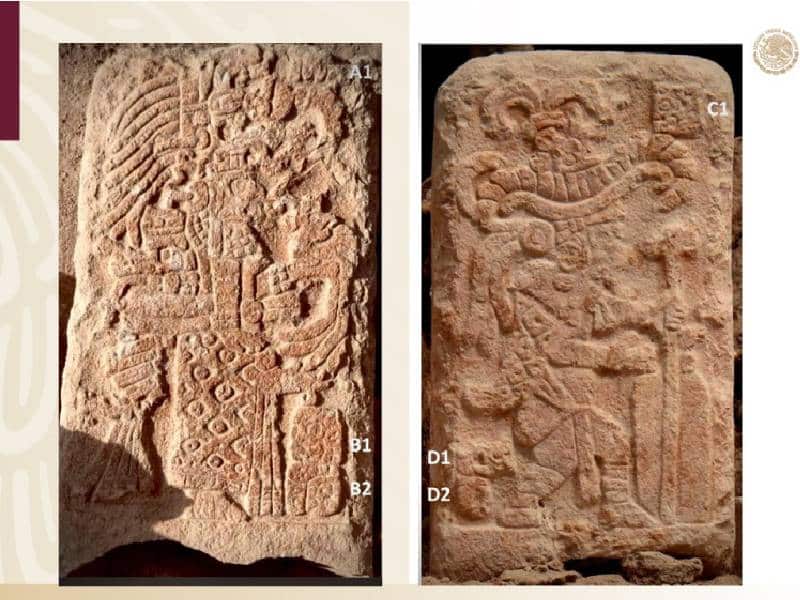 Hallan en Uxmal doble estela maya