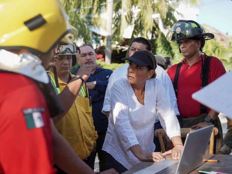 Mara Lezama atiende incendio en Holbox con saldo blanco