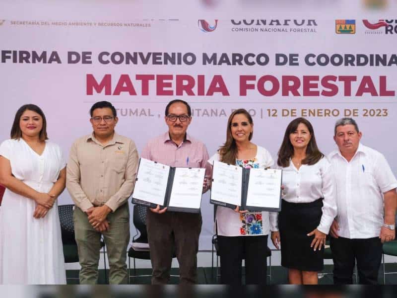 Firman convenio Mara Lezama y Conafor para la conservación de la riqueza forestal