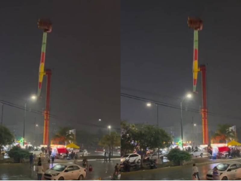 Juego mecánico falla en Cancún y se queda girando con gente arriba
