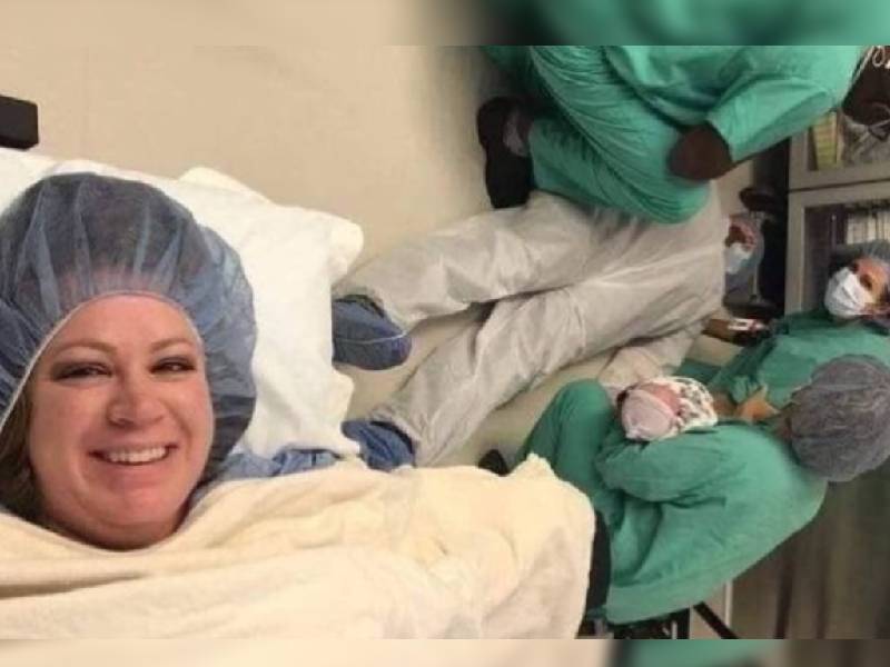 ¡Gran apoyo! Esposo se desmaya en la sala de partos; esposa toma selfie