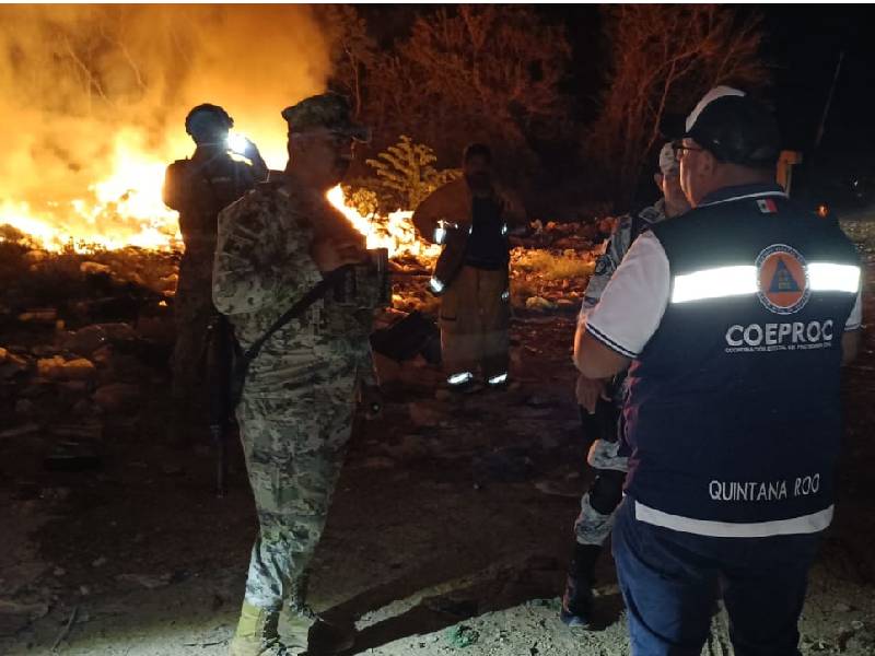 Luchan contra incendio intermunicipal en Mahahual