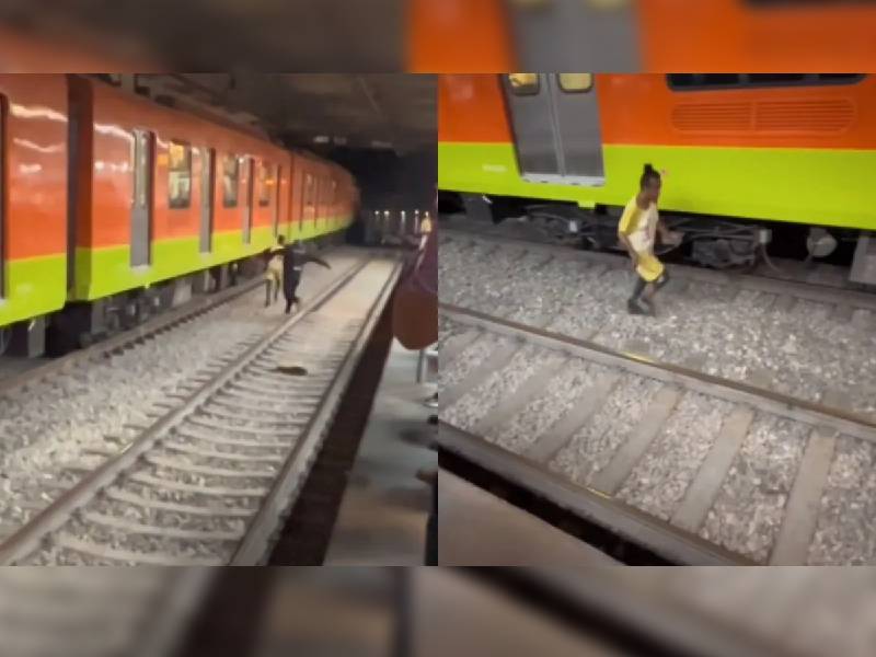 Video. Captan a hombre corriendo en vías del Metro CDMX 