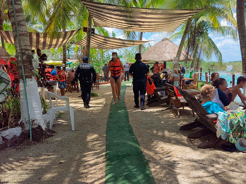 Agentes de la SSC recorren los balnearios de Bacalar