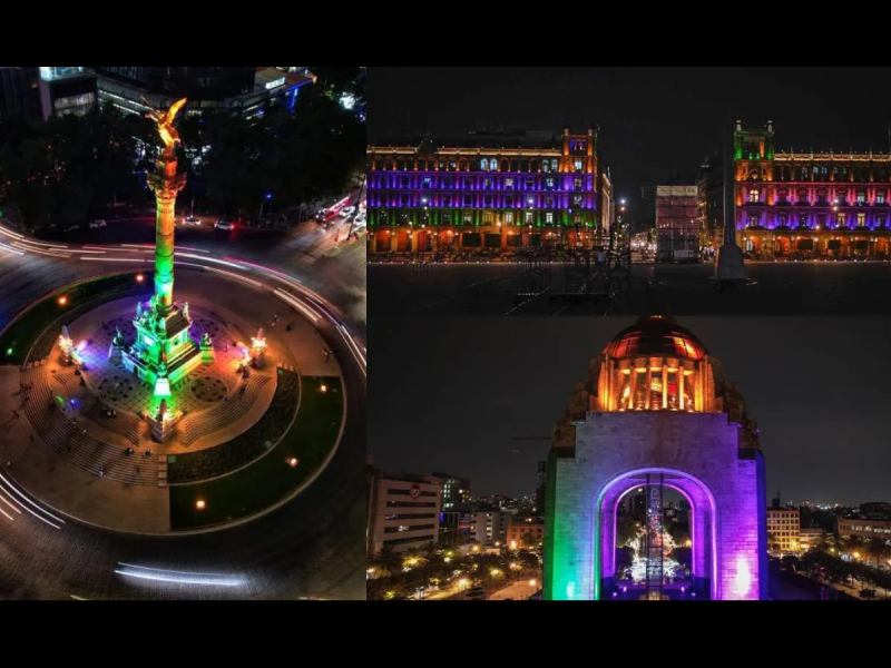Monumhistóricos entos históricos de la CDMX se alumbran con colores del Mundial 2026