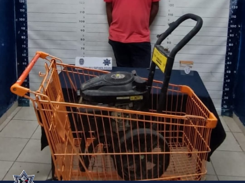 Quería robar una hidrolavadora en un carrito de súper mercado