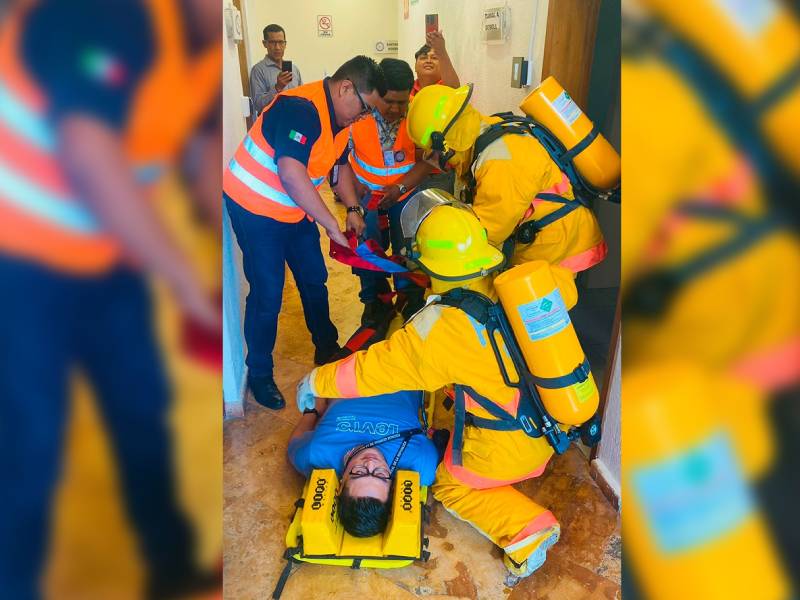 Simulacro de incendio en oficinas de la FGR en Cancún