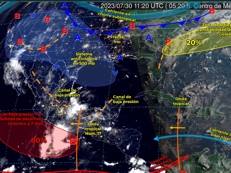 Canal de baja presión ocasionará chubascos y tormentas en la Península