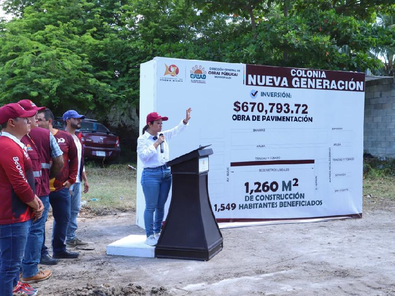 Anunncia Yensunni Martínez construcción de pavimento en la colonia Nueva Generación