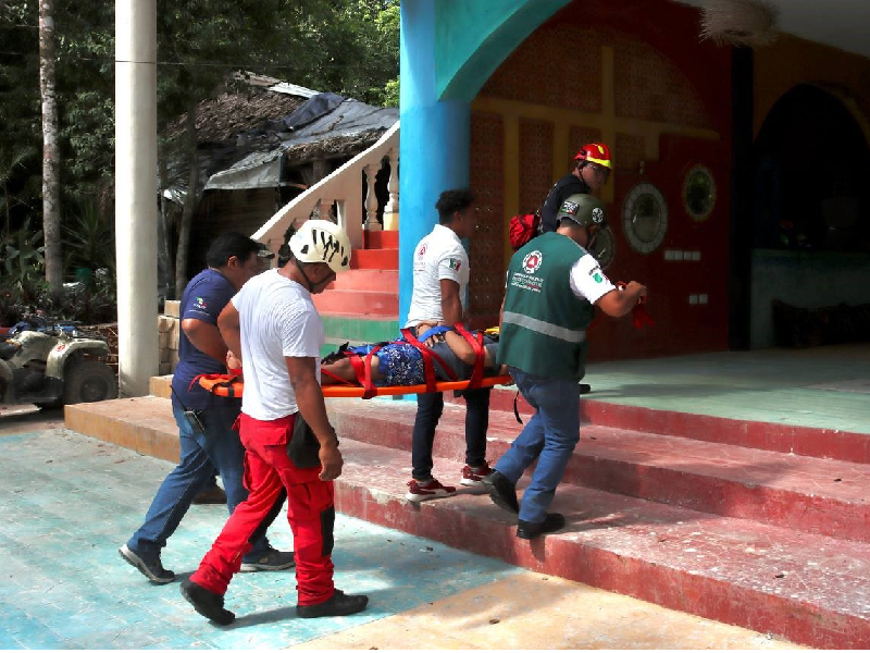 Realiza protección civil simulacro de rescate de un menor en parque ecoturístico