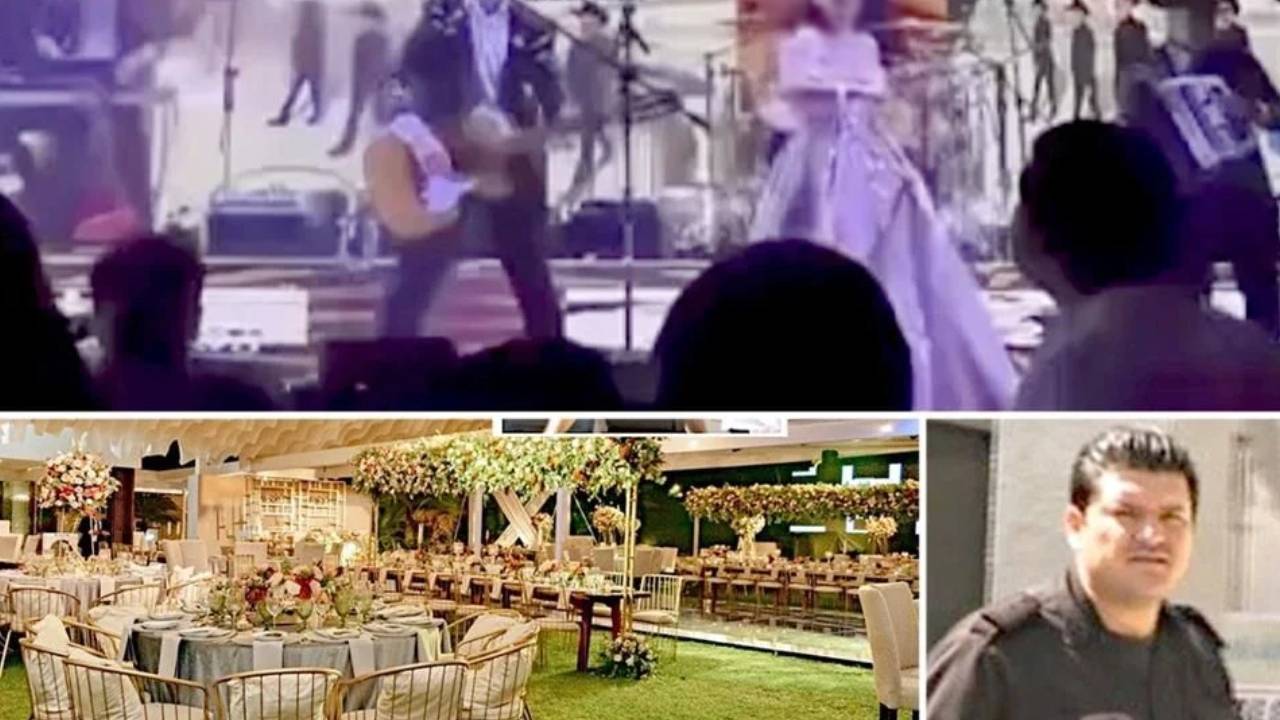 Imagen difundida por la agencia Reforma sobre la fiesta que el director de la Policía de Investigación celebró para su hija, con Los Tucanes de Tijuana.