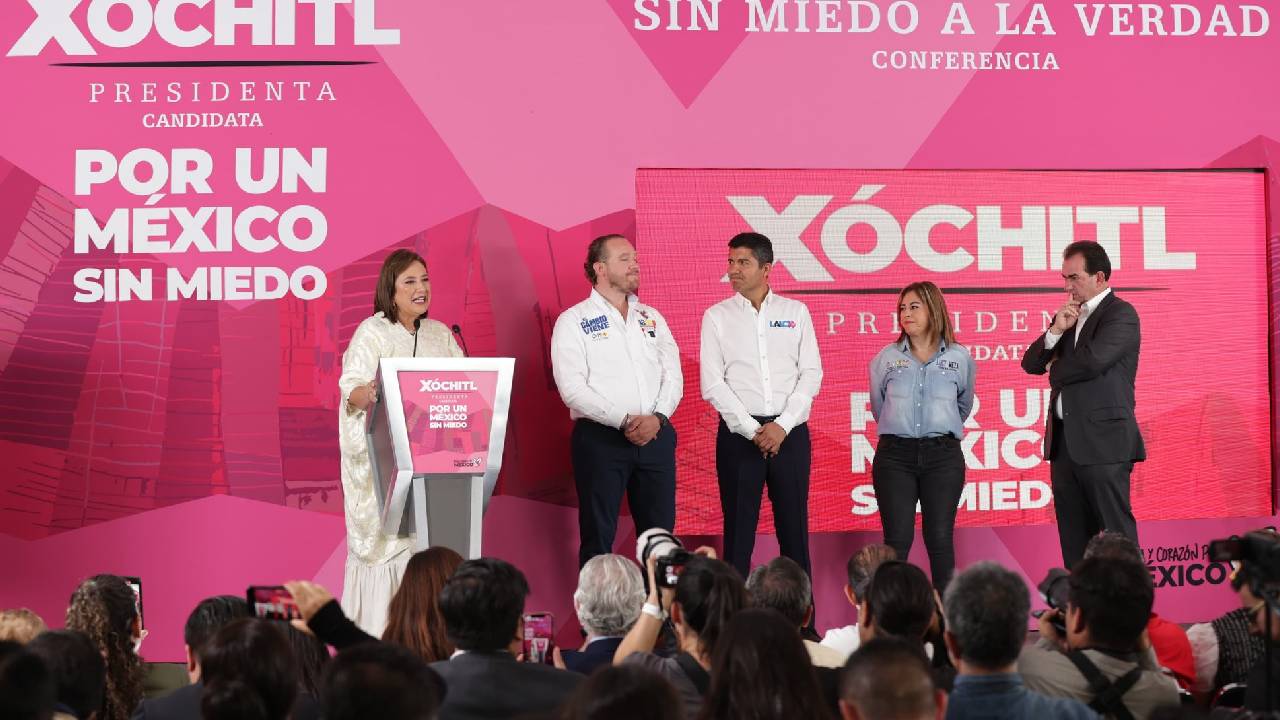 Conferencia de prensa de la candidata presidencial Xóchitl Gálvez Ruiz.